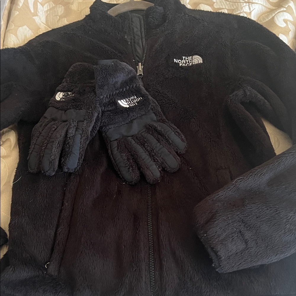 The North Face Black Fleece Jacket and Gloves
